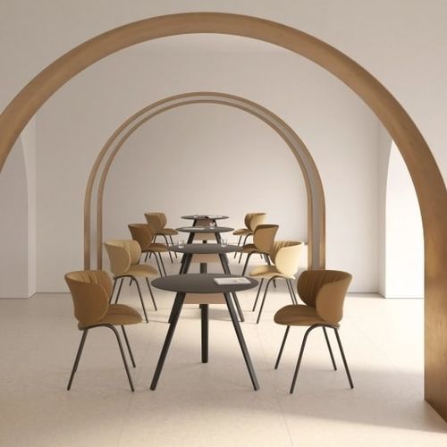 Contemporary bistro table - TRIVIO  - Steelcase - steel / lacquered wood / stained wood