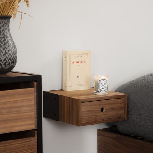 Contemporary bedside table - MAYET - Alex de Rouvray Design - beech / plywood / American walnut