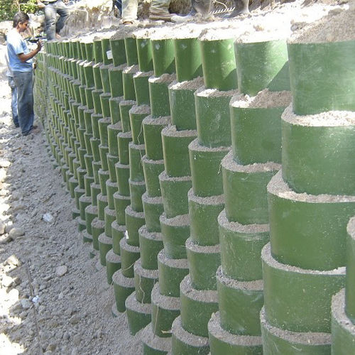 Concrete retaining wall - ENVIROGRID - Midwest Construction Products - modular / prefab / road