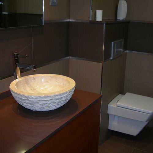 Countertop washbasin - TH-007-BLB - Tercocer - marble / round / contemporary