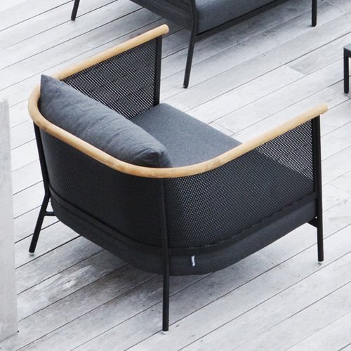 Contemporary club chair - 410 100 RIAD - OASIQ - fabric / teak / metal