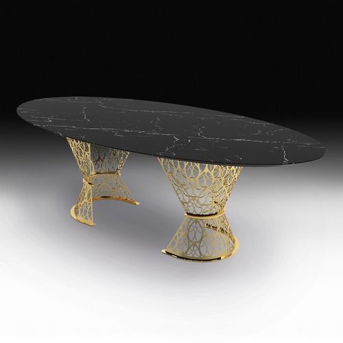 Contemporary table - GATSBY - VGnewtrend - perforated sheet metal / steel / marble