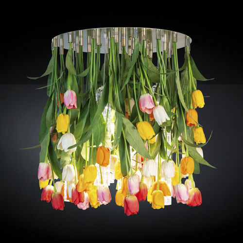 Original design chandelier - TULIP MAXI  - VGnewtrend - painted steel / Murano glass / 6 light