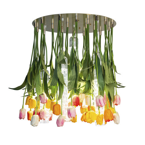 Original design chandelier - TULIP  - VGnewtrend - painted steel / Murano glass / 3 light