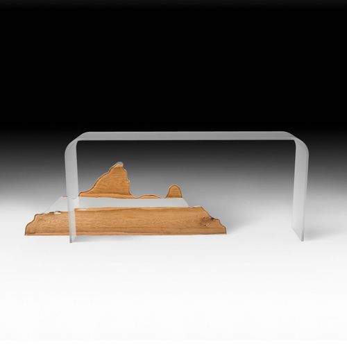 Original design sideboard table - MOUNTAIN ALTAR - VGnewtrend - glass / wooden base / glass base