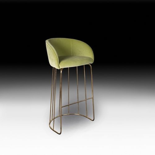 Contemporary bar stool - LOUISE - VGnewtrend - leather / fabric / metal base
