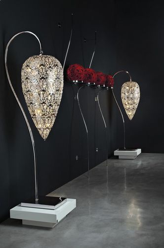 Floor-standing lamp - ARABESQUE HEARTBEAT - VGnewtrend - stainless steel / crystal / original design