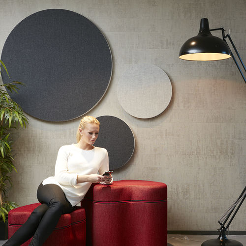 Wall-mounted acoustic panel - SOUND OFF - Götessons - fabric / round / commercial