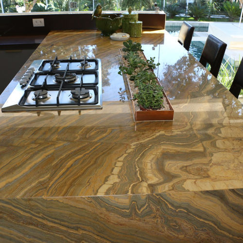 Stone countertop - LUXE : YELLOW BAMBOO - Nikolaus Bagnara S.p.A. - for kitchen / exterior / beige