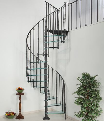 Spiral staircase - C 122 - Ghisarredo - glass step / steel frame / home