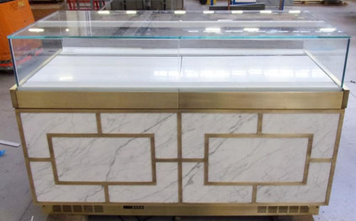 Counter refrigerated display case - GEM NEUTRAL - Oscartek - for pastry shops / stainless steel / with door