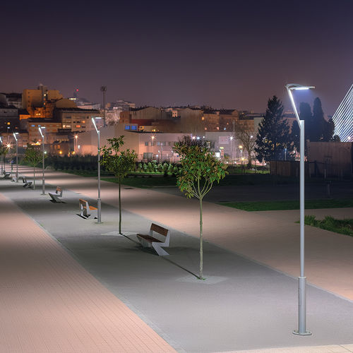 Urban lamp post - ROUND - Setga - contemporary / aluminum / with tempered glass diffuser