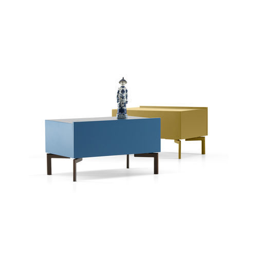 Contemporary bedside table - Sally - My Home Collection - lacquered MDF / lacquered metal steel base / rectangular