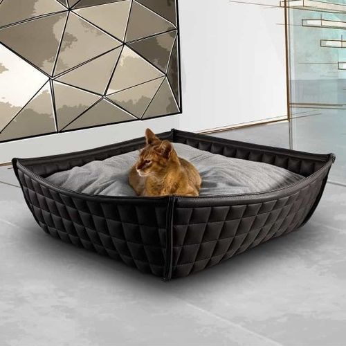 Cotton cat basket - BOWL Leder - pet.interiors - velvet / felt / leather