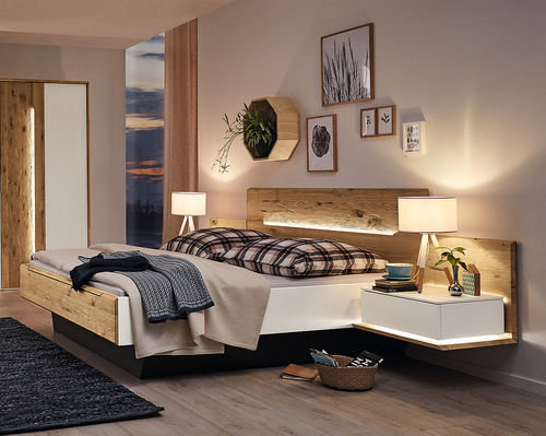 Double bed - JOVANNA - Musterring - contemporary / with headboard / with bedside table