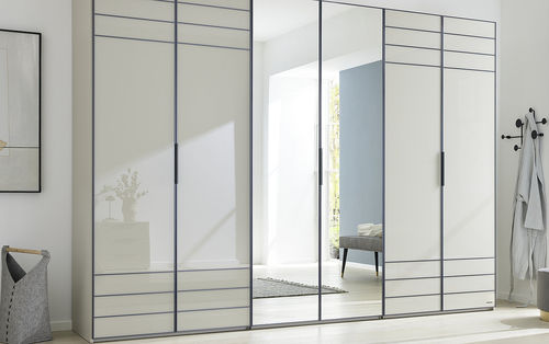 Contemporary wardrobe - COVELO - Musterring - glossy lacquered wood / with swing doors / with mirror