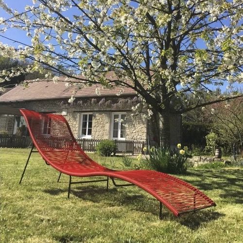 Leather deck chair Leon BOQA steel / PVC / linen