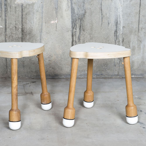 Contemporary stool - CRICK - qowood - wooden / stackable