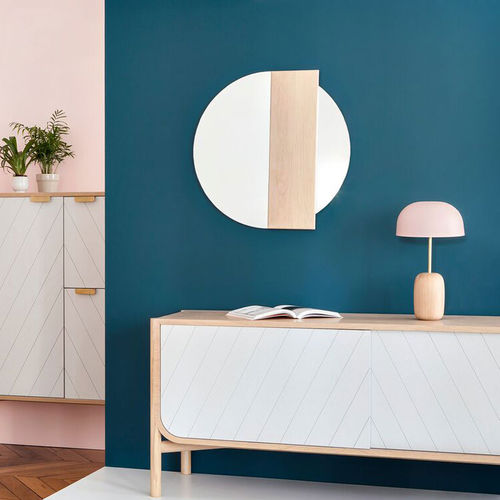 Wall-mounted mirror - CHARLOTTE - Harto - contemporary / round / wooden