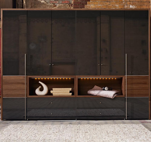 Contemporary wardrobe - FLEXX - NOW! By Hülsta - lacquered wood / with swing doors / with built-in lighting