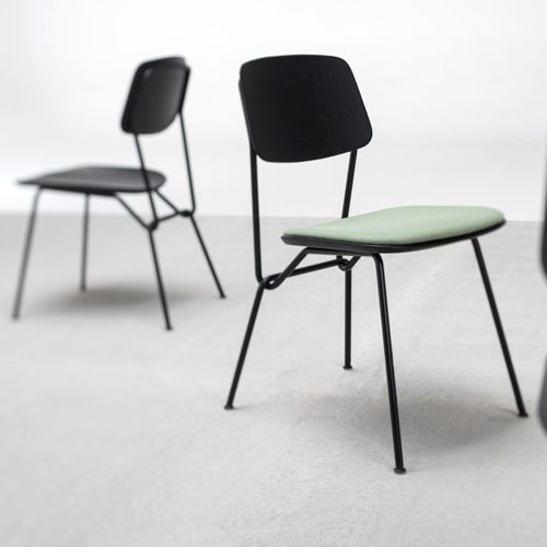 Contemporary chair - STRAIN / UNSTRAIN - prostoria - indoor / leather / solid wood