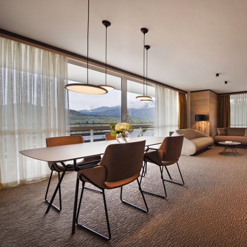 Contemporary table - STRAIN - prostoria - Fenix NTM® / steel base / rectangular