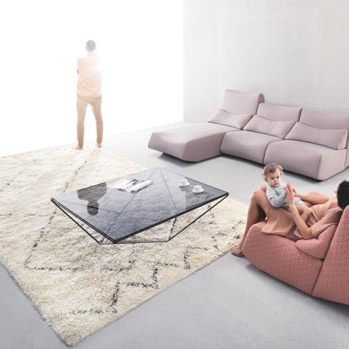 Contemporary coffee table - AVET - prostoria - glass / metal base / square