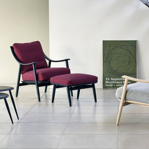 Contemporary footrest - MARINO - ercol - fabric / ash