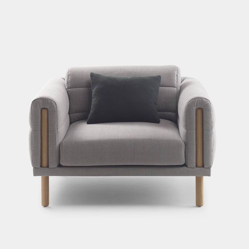 Contemporary armchair - Abric - Bosc - fabric / beech / customizable color