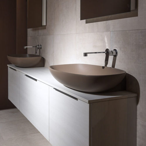Countertop washbasin - NUDASLIM 75 - FLAMINIA - ceramic / oval / with tap holes on demand