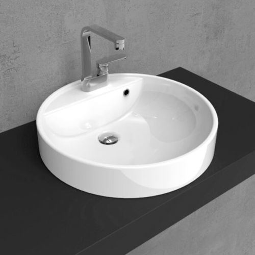 Semi-recessed washbasin - TWIN SET 52 - FLAMINIA - ceramic / high-gloss / round
