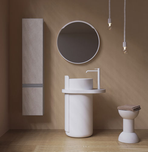 Free-standing washbasin - NORMA - FLAMINIA - high-gloss / transparent / with shelf