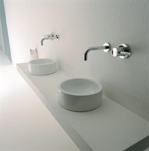 Countertop washbasin - MINI TWIN - FLAMINIA - ceramic / double / round