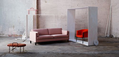 Contemporary sofa - ARENA A7 - LK Hjelle - fabric / with removable cover / pink