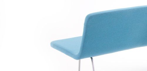 Contemporary upholstered bench - BREAK - LK Hjelle - metal base / with backrest / blue