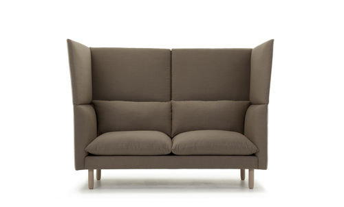 Contemporary sofa - DUO - LK Hjelle - fabric / high-back / brown