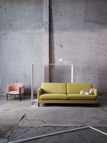 Contemporary sofa - FAM - LK Hjelle - fabric / beige / 2-person