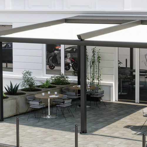 Self-supporting pergola - AVANTGARDE - PERGOLA AS - aluminum / stainless steel / with sliding canopy