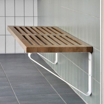 Contemporary bench - CIRCUIT - Balzar Beskow - wooden / wall-mounted