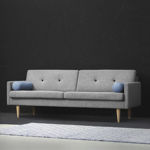 Contemporary sofa - JIVE - stoubystouby - fabric / leather / with removable cushion