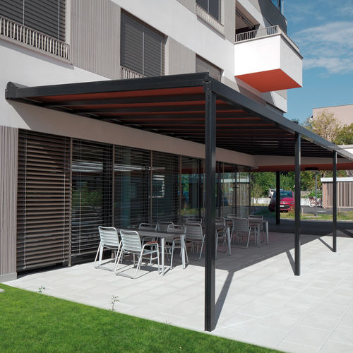 Patio canopy - TD 2 - Schenker Stores - aluminum / fabric / glass