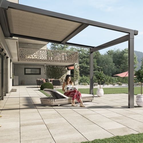 Patio canopy - ZP 7 - Schenker Stores - aluminium / fabric / flat