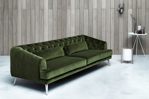 Contemporary sofa - METROPOLE CAPITONNÈ - Italianadivani srl - fabric / green / 3-seater