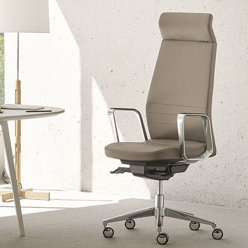 Contemporary executive chair - EDEN 02 - SOKOA - leather / fabric / metal