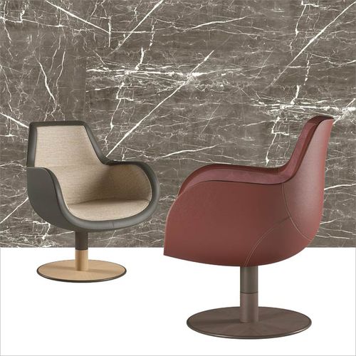 Contemporary armchair - DEKA  - DIMENSIONE CHI WING LO - leather / oak / metal