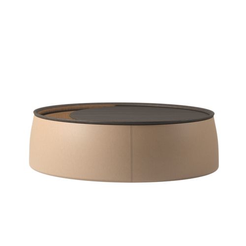 Contemporary coffee table - ISOS  - DIMENSIONE CHI WING LO - wooden / leather / fabric