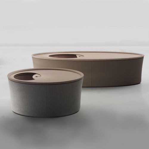 Contemporary coffee table - PNOI - DIMENSIONE CHI WING LO - natural oak / sucupira / leather