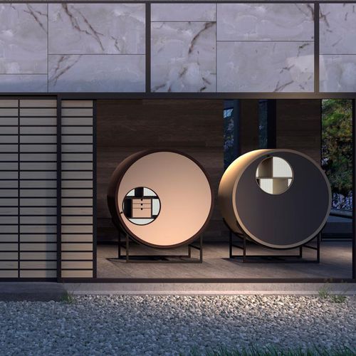 Contemporary sideboard - ONAR - DIMENSIONE CHI WING LO - sucupira / metal / leather