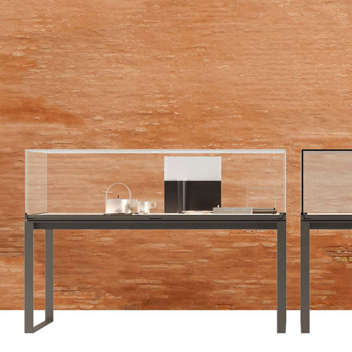 Contemporary sideboard table - SIYI - DIMENSIONE CHI WING LO - glass / metal base / rectangular