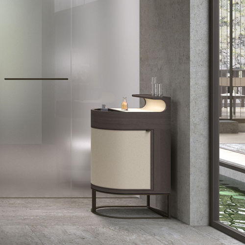 Contemporary sideboard table - PLAI  - DIMENSIONE CHI WING LO - natural oak / sucupira / leather
